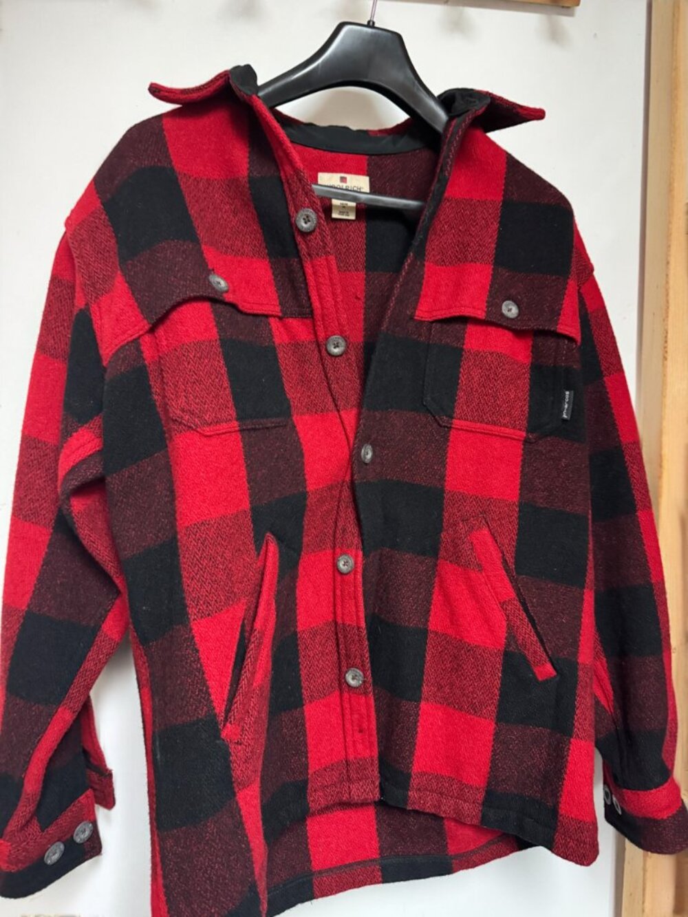Woolrich red and black buffalo plaid flannel shirt jacket